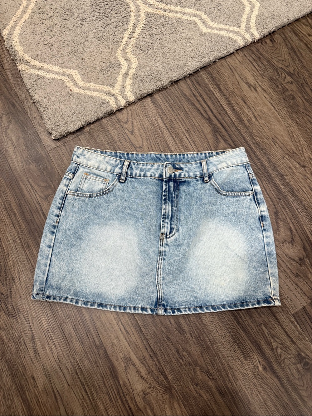 Denim Mini Skirt in Light Blue - Casual Women's Skirt